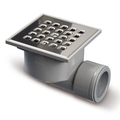 Shower drain 105 x 105 mm side outlet stainless steel