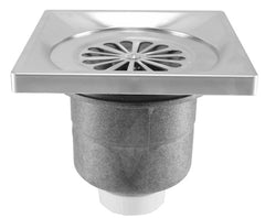 Riko Luxe Shower Drain with Bottom Outlet 14 x 14 cm Stainless Steel