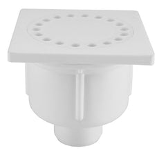 Shower drain with bottom outlet plastic 10 x 10 cm white