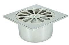 Riko shower drain with bottom outlet 10 x 10 cm chrome