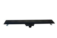 Shower drain with flange and grate 70 x 7 cm matte black