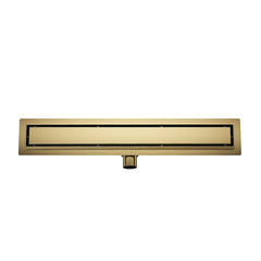 Douchegoot met flens en tegelrooster 70 x 7 cm geborsteld messing PVD
