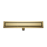 Shower drain with flange and tile grate 90 x 7 cm brushed brass PVD