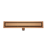 Shower drain with flange and tile grate 90 x 7 cm brushed bronze copper PVD