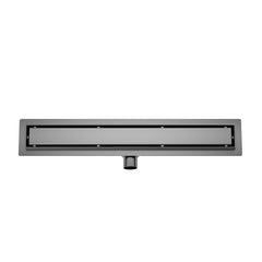Shower drain with flange and tile grate 70 x 7 cm gunmetal PVD