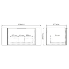 Differnz Olle onderkast FSC - 89 x 45.5 x 39 cm - eiken - topblad zwart