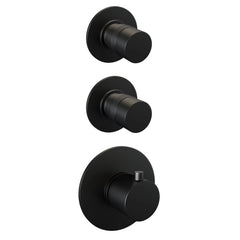 BRAUER Black Edition thermostatische inbouw regendouche SET 13 met 20 cm douchekop en rechte muurarm en staaf handdouche en doucheslang en geïntegreerde glijstang mat zwart
