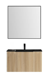 Ribbella badmeubel compleet 80 cm naturel eik/mat zwart