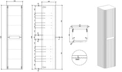 Sulora kolomkast afgeronde hoeken geribbeld 160 x 40 x 35 cm licht eiken
