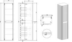 Sulora kolomkast afgeronde hoeken geribbeld 160 x 40 x 35 cm mat zwart