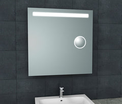 Tigris Square Mirror with LED and Shaving Mirror 80 x 80 cm