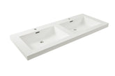 Vision wastafel dubbel met 2 kraangaten 120x46x5,5 cm kunstmarmer glans wit