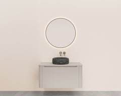 Wiesbaden Sulora onderkast - afgeronde hoeken - geribbeld - met 1 lade 1 uitsparing - 100 x 48 cm - mat beige