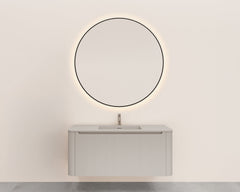 Sulora onderkast afgeronde hoeken geribbeld met 1 lade 1 uitsparing 120 x 48 cm mat beige