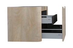 Sulora onderkast afgeronde hoeken geribbeld met 1 lade 1 uitsparing 100 x 48 cm licht eiken