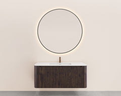 Sulora onderkast afgeronde hoeken geribbeld met 1 lade 1 uitsparing 120 x 48 cm walnoot