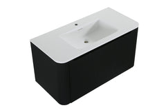 Sulora onderkast afgeronde hoeken geribbeld met 1 lade 1 uitsparing 80 x 48 cm mat zwart