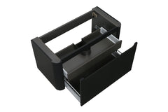 Sulora onderkast afgeronde hoeken geribbeld met 1 lade 1 uitsparing 100 x 48 cm mat zwart