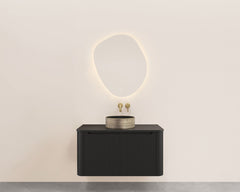 Sulora onderkast afgeronde hoeken geribbeld met 1 lade 1 uitsparing 100 x 48 cm mat zwart