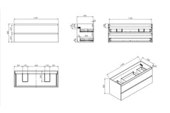 Alvara onderkast met 2 laden 2 uitsparingen 120 x 46 cm warm eiken
