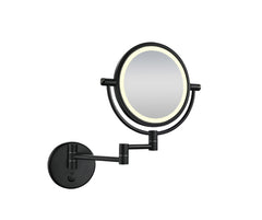 Wall-mounted LED magnifying mirror matte black