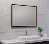 Avi Rectangular Mirror with LED, Dimmable and Mirror Heating 80 x 60 cm Matte Black