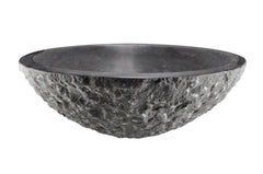 Raw round hammered washbasin 42x14 cm honed bluestone