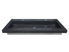 Raw wastafel enkel met 2 kraangaten 120x46x5 cm hardsteen gezoet