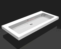 Ceramic basin single without tap hole 100x46x5 cm glossy white
