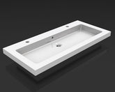 Kera single washbasin with 2 tap holes 100x46x5 cm ceramic gloss white