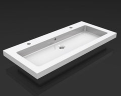 Kera single washbasin with 2 tap holes 100x46x5 cm ceramic gloss white