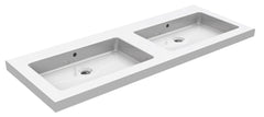 Ceramic washbasin double without tap hole 120x46x5 cm ceramic glossy white