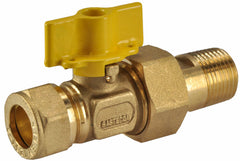 Brass Gas Ball Valve Gastec 15mm compression x 1/2" male