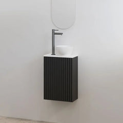 Best Design Mali Ribbed Bathroom Vanity Unit Matte Black with Matte White Countertop