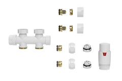 Set thermostatic valve body straight gloss white