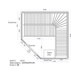 AWT Sauna E1211A populier 220x220 9kW Cilindro