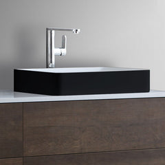 StoneArt Wastafel LC111 - zwart - wit mat - 55x35cm