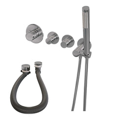 Brauer Chroom Edition inbouw badthermostaat met badafvoer/vulcombinatie - staafhanddouche - chroom - 5-CE-022