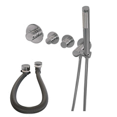 Brauer Gold Edition inbouw badthermostaat met badafvoer/vulcombinatie - staafhanddouche - Geborsteld Goud PVD - 5-GG-046