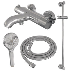 Brauer Carving badthermostaat Glijstangset - 3-standen handdouche - chroom