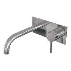 Brauer Stripe inbouw wastafelkraan - gebogen uitloop - achterplaat - hendel 1 rechts - chroom