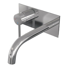 Brauer Stripe inbouw wastafelkraan - gebogen uitloop - achterplaat - hendel 1 links - chroom