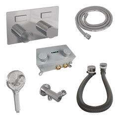 Brauer Stripe inbouw badthermostaat met drukknoppen en badvulcombinatie - 3-standen handdouche - chroom