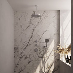 Brauer Stripe inbouw regendoucheset met 2 stopkranen - 20cm plafondbuis - 3-standen handdouche - wandhouder - chroom