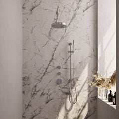 Brauer Stripe inbouw regendoucheset met 2 stopkranen - gebogen wandarm - staafhanddouche - glijstang - chroom