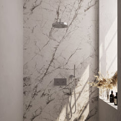 Brauer Stripe inbouw regendoucheset met drukknoppen - gebogen wandarm - staafhanddouche - wandhouder - chroom