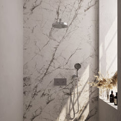 Brauer Stripe inbouw regendoucheset met drukknoppen - rechte wandarm - 3-standen handdouche - wandhouder - chroom