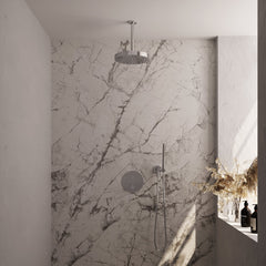 Brauer Stripe inbouw regendoucheset rond - 20cm plafondbuis - staafhanddouche - wandhouder - chroom