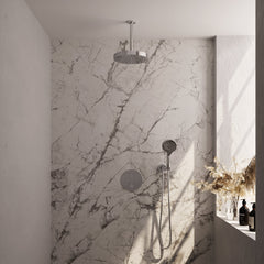Brauer Stripe inbouw regendoucheset rond - 20cm plafondbuis - 3-standen handdouche - wandhouder - chroom