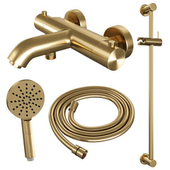 Brauer Edition badthermostaat Glijstangset - 3 standen handdouche - Geborsteld Goud PVD